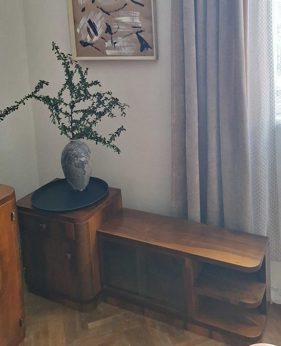 Mobilier vintage stil Art Deco, lemn masiv cu furnir nuc