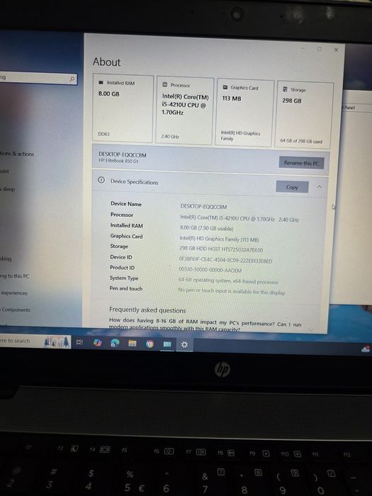 Laptop HP elitebook 850 G1