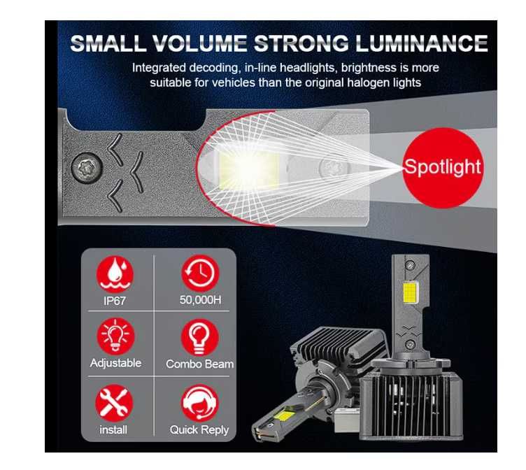 Set de 2 becuri Xenon conversie hid-led, D1S, 180W, 23.000 lm, Canbus