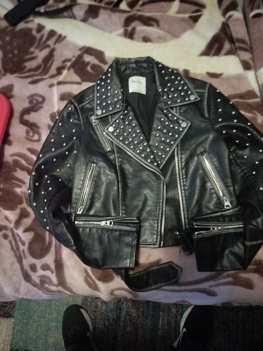 Geacă piele naturala neagra