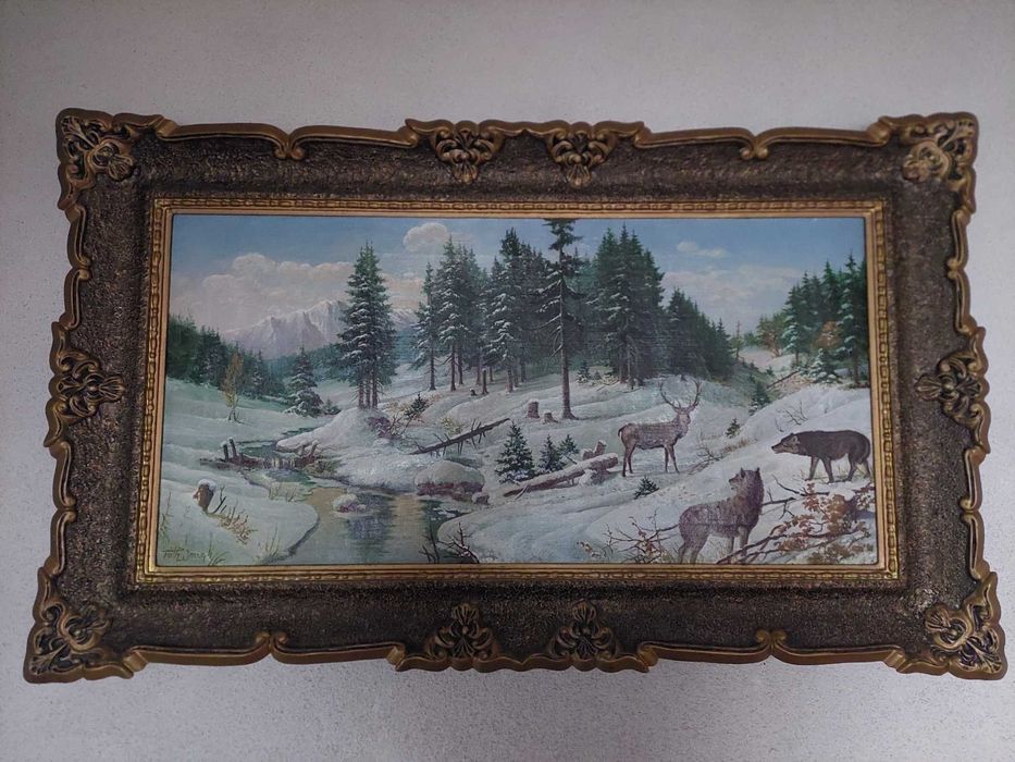Tablou mare, peisaj de iarna, Imre Toth