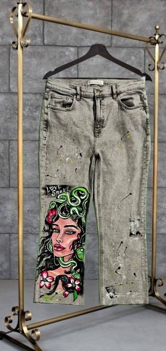 Рисувани дънки Медуза