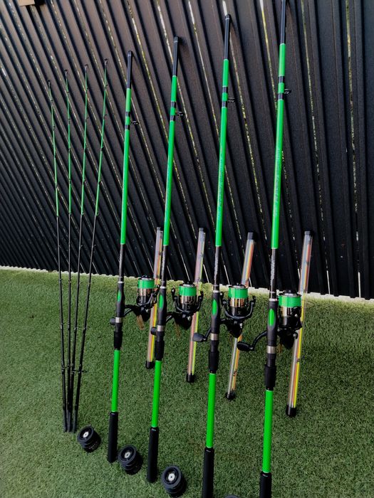 SET 4 Lansete Feeder Dunare FL AQUA FORCE 200g 2.40m + 4 Mulinete East