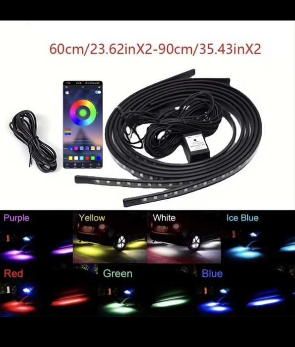 RGB LED пури за кола BLUETOOTH
