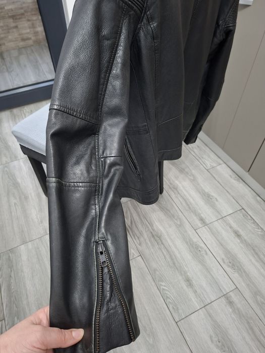 Geaca  biker din piele neagra Selected pentru barbati