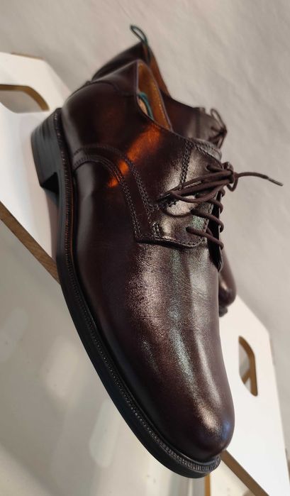 Pantofi derby 44 44.5 plain toe FRETZ MEN piele naturala moale maro