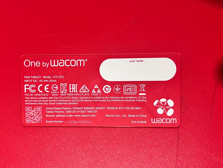 Tabletă grafică Wacom One CTL-672 - Fără creion