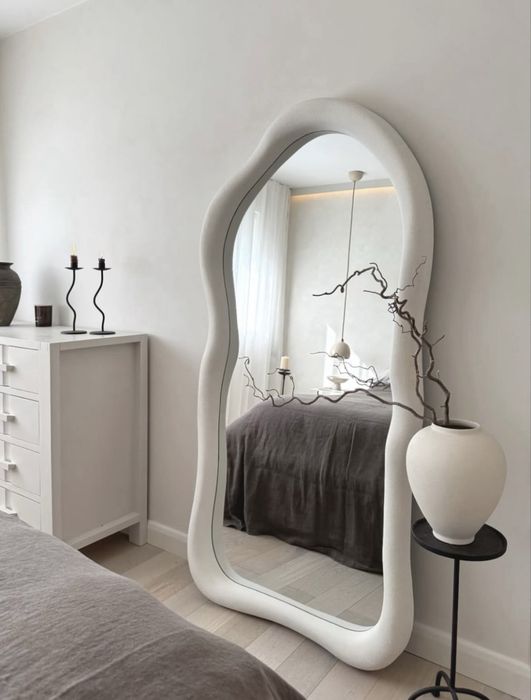 Oglinda decorativa/Oglinda mare handmade LED stil wabi sabi organic