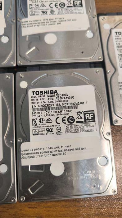 7x Toshiba 1TB HDD MQ01ABD100V SATA 2.5" | Тествани | DVR/NVR | Лаптоп