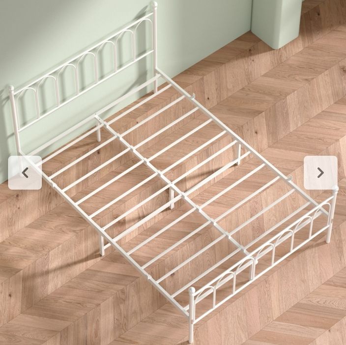 Pat dublu metalic 140x190 cm, cu somieră, cadru robust