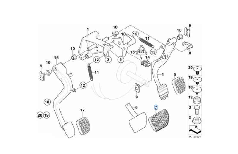 Manson pedala frana Bmw Seria 1, Seria 2, Seria 3, Seria 4, Seria 5, Seria 7, Seria 8, X1, X3, X4, X5, X6, X7, 107x80mm, cauciuc, 1 buc