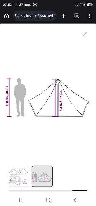 Cort de familie tipi pentru 7 persoane, verde, impermeabil