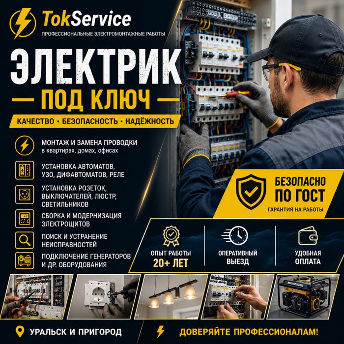 Электрик на дом в Уральске — быстро и с гарантией