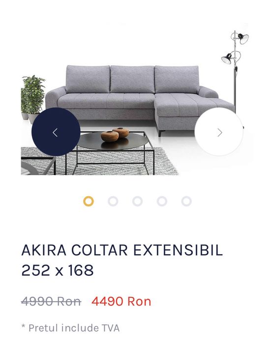 Canapea Extensibila Coltar Akira 252x168 cm