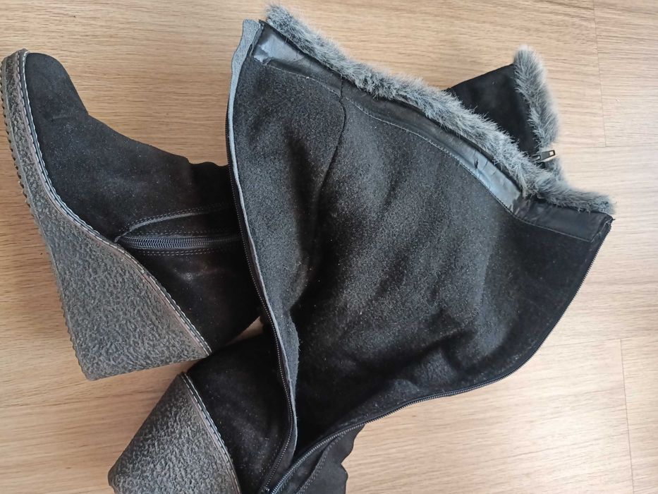 Cizme dama din piele intoarsa, negru, 37