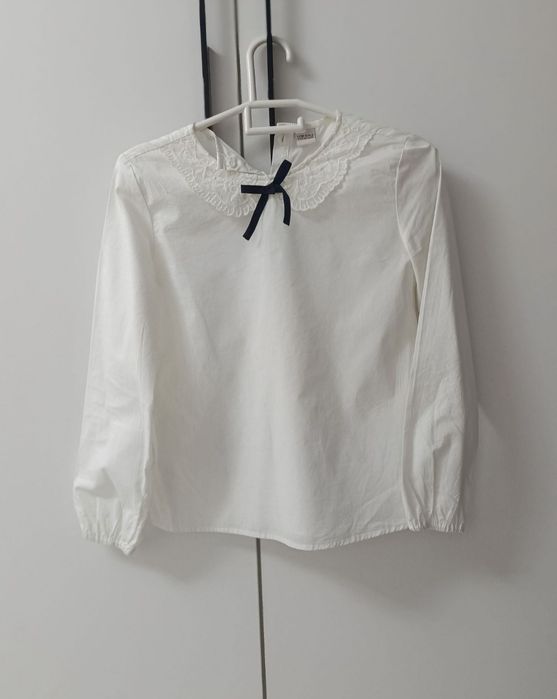 белая, школьная рубашка, с бантиком