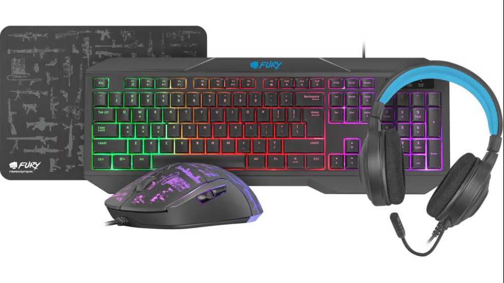 Kit gaming Tastatura, Mouse, Casti si Mousepad Fury Thunderstreak 3.0