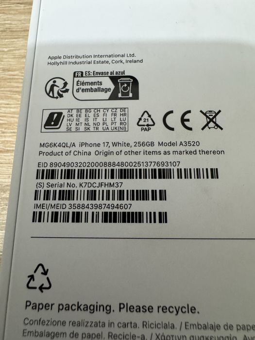 Iphone  17 256Gb Alb Sigilat Nou