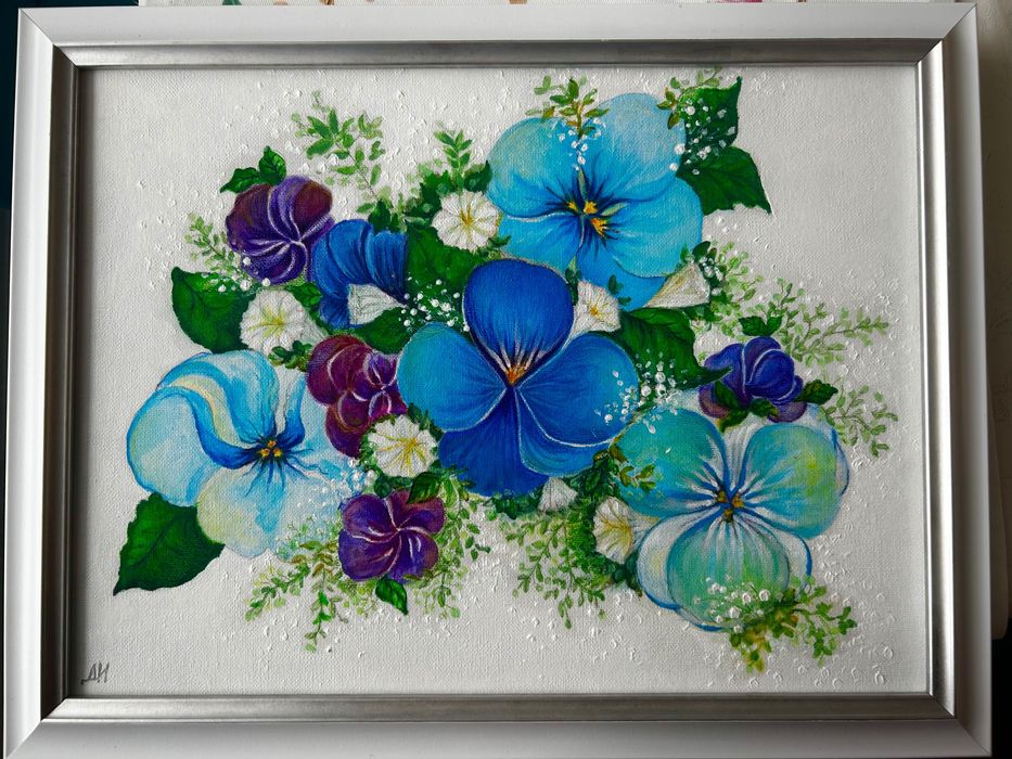 Картина с цветя рамкирана