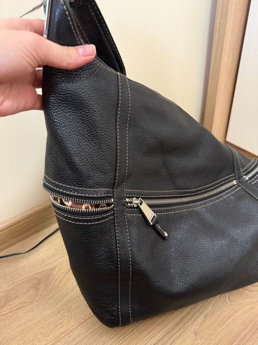 Дамска черна чанта Tignanello естествена кожа