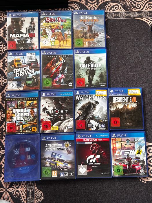 PS4 Pro 1TB + контролер + волан + 14 игри