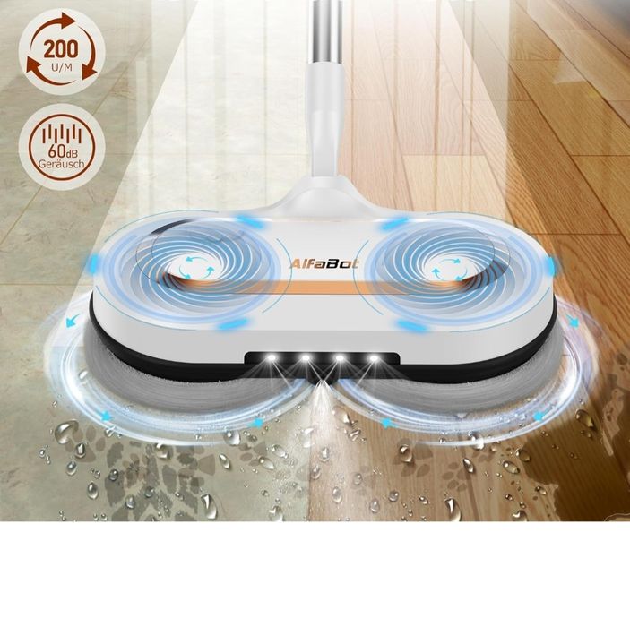 Електрически ротационен безжичен моп Alfabot S2, с функция за пръскане
