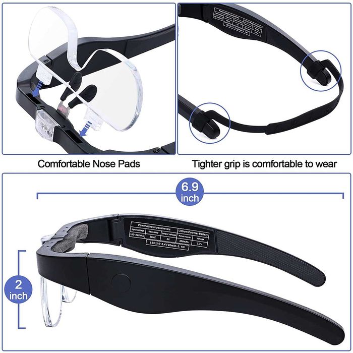 Лупи за глава 1.5x 2.5x 3.5x 5.0x с LED осветление антики