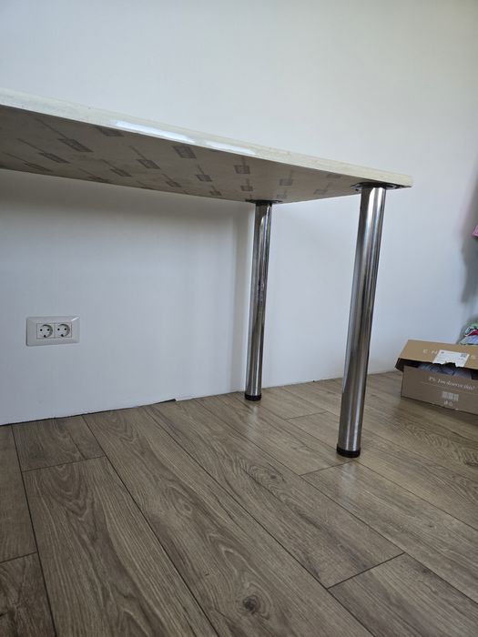 Masa din blat de mobila de bucatarie cu picioare demontabile inox 140 lungime pe 60 latime