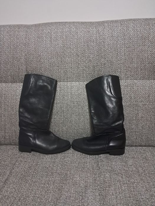 Cizme piele negre lungi