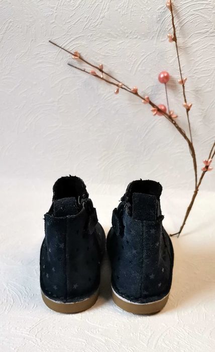 Ghete botine navy fete OBAÏBI măr 20 int 12,5cm piele cu steluțe