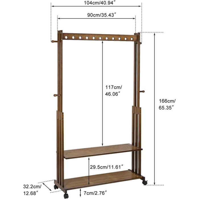 ПРОМОЦИЯ Бамбукова закачалка за дрехи на колелца – UNHO JJ-ZY791