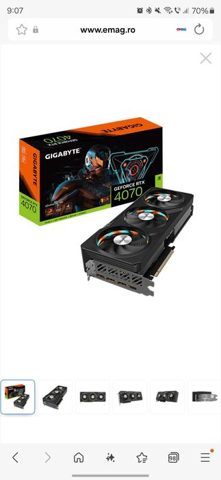 Placa video GIGABYTE GeForce RTX 4070 GAMING OC 12GB GDDR6X 192-bit