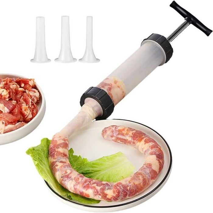 Ръчна пълначка за месо и кайма | Шприц за пълнене на луканк