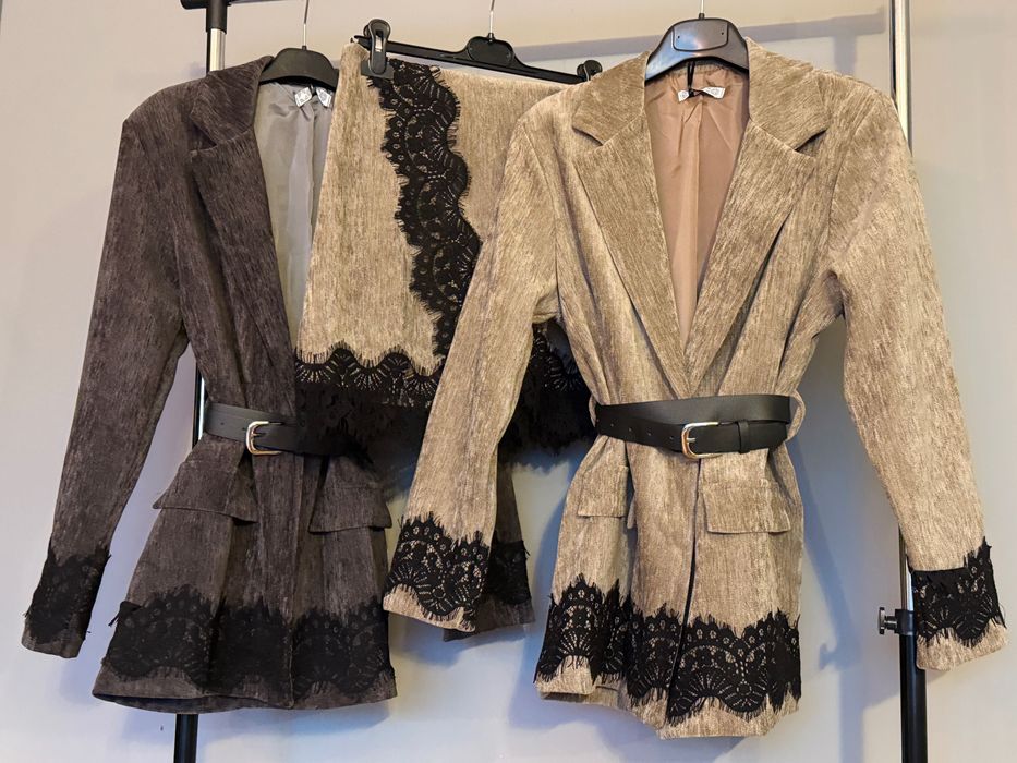 Сако пола с дантела костюм