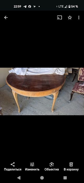 Румынский стол с инкрустацией ,  6 румынских кресел, без реставрации.