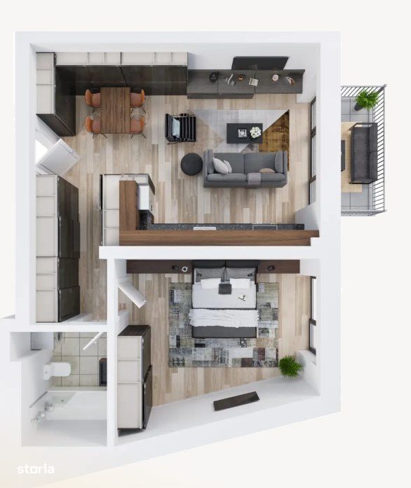 Apartament nou cu 2 camere 56 mp util - de vanzare in Scala Cetatii