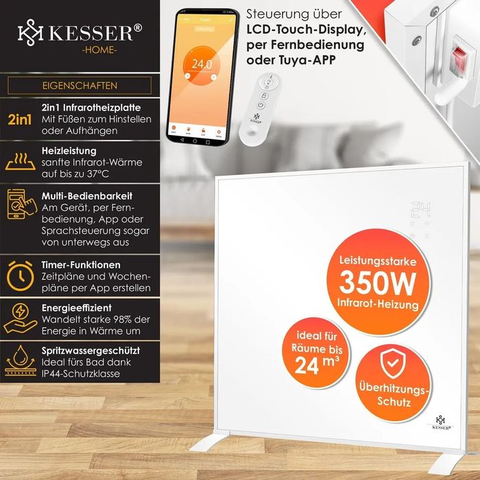 Инфрачервен нагревател KESSER енергоспестяващ, подов и стенен монтаж