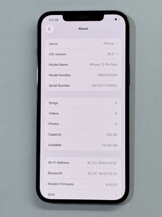 iPhone 12 ProMax Blue 92% battery
