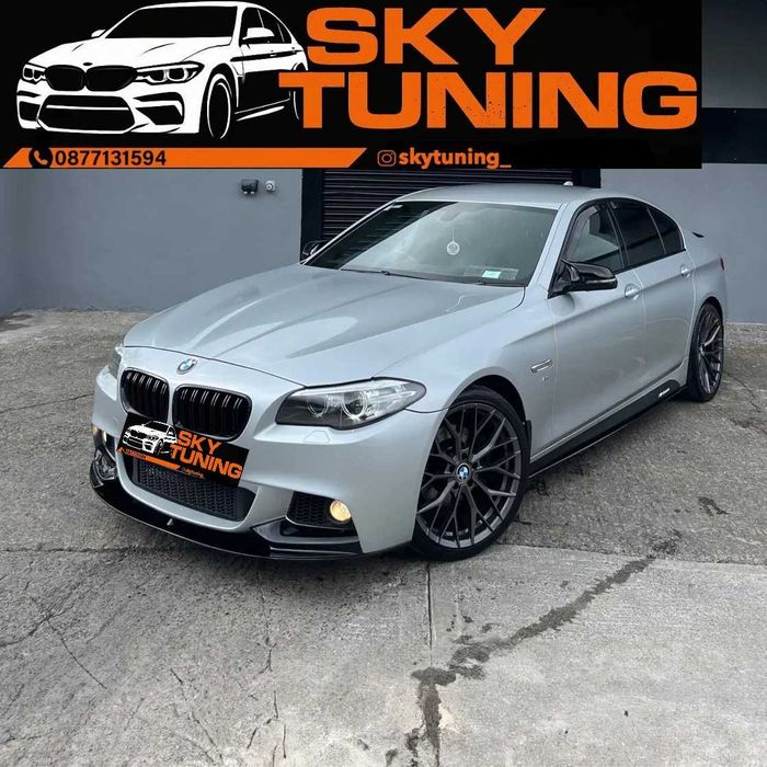 Преден лип спойлер за бмв ф10 ф11 м тех / bmw f10 f11 lip spoiler m tech / добавка за предна броня със сплитери / нож
