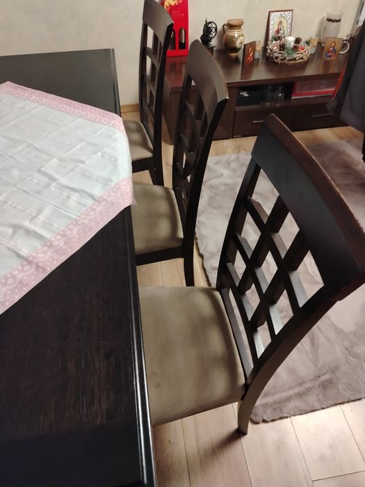 Vind set masă cu 6 scaune lemn masiv