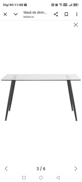 Masă din sticlă 140×80 cm