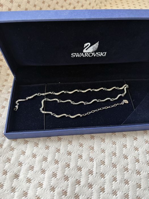 Сребърен комплект колие и обеци Swarovski със сертификат