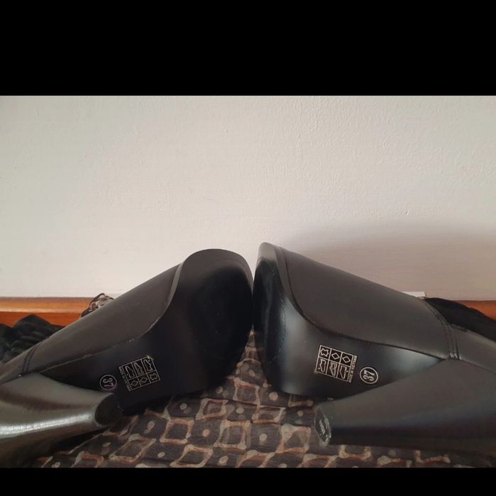Botine elegante negre din piele, marimea 37, transport gratis