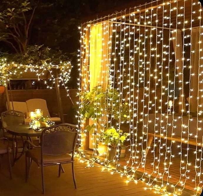 Постоянно светеща завеса 3 х 3 Бяла/топло бяла Завеса LED