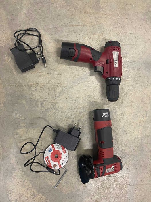 Ъглошлайф акум. 12V 1х2Ah 75x10mm/Бормашина акум. 12V 2-ск. 1.5Ah 24Nm