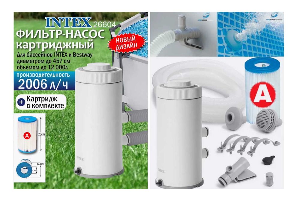 Фильтр картриджный насос для бассейна 2006 л/ч до 18 т Доставка беспл
