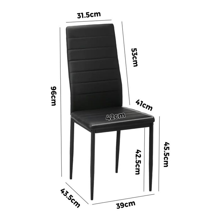 Set de 6 scaune de masă negre cu spătar înalt și căptușite, noi