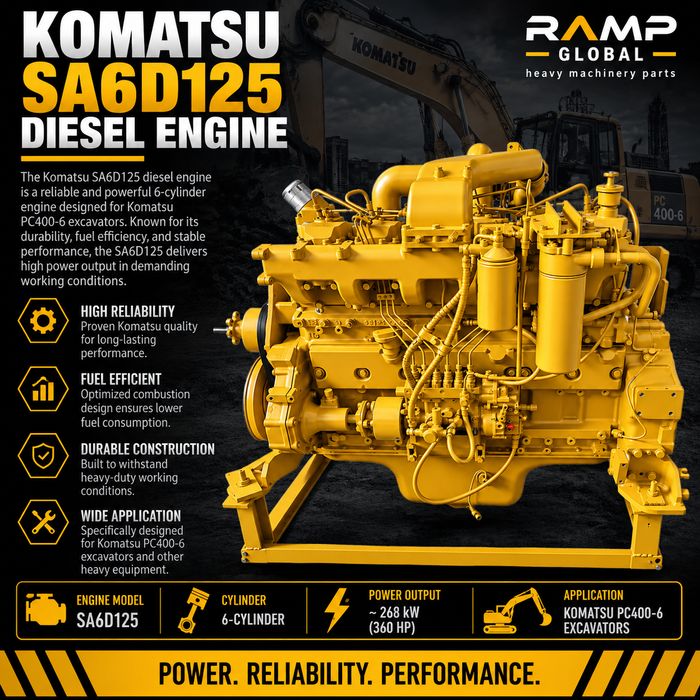 Двигатель Komatsu SA6D125 для PC400-6
