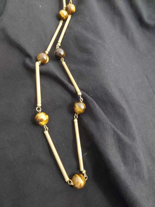 Тигровый глаз бусы и серги