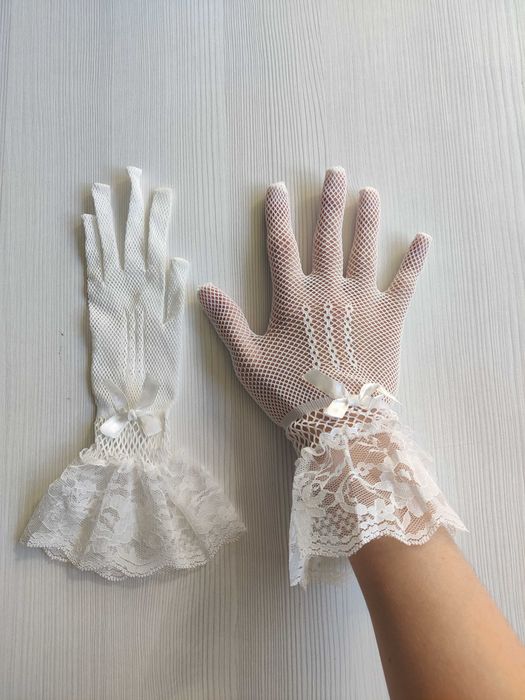 Перчатки кружевные белые S/M